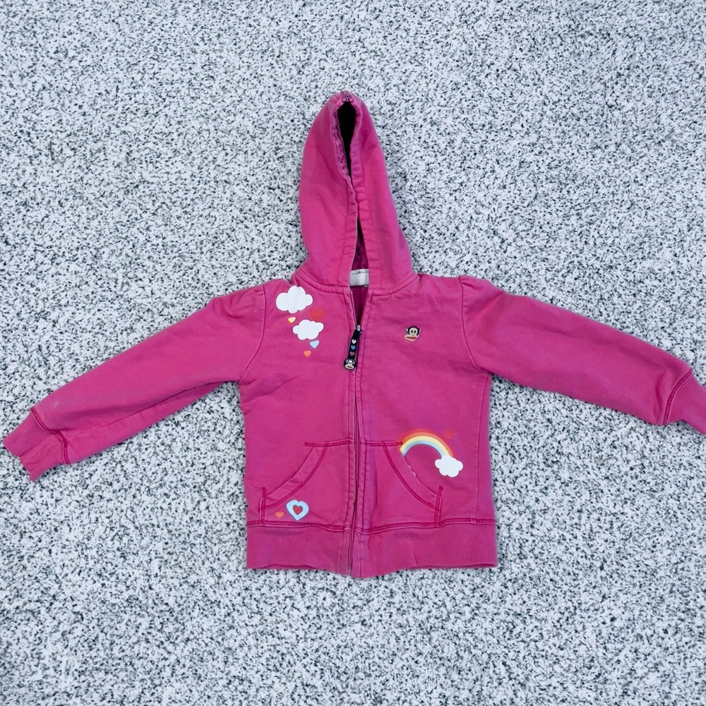 Paul Frank Monkey Rainbow pink hoodie sweatshirt size 4T.